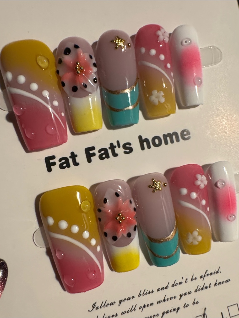 Press on nails- summer nails fat fat’s size medium